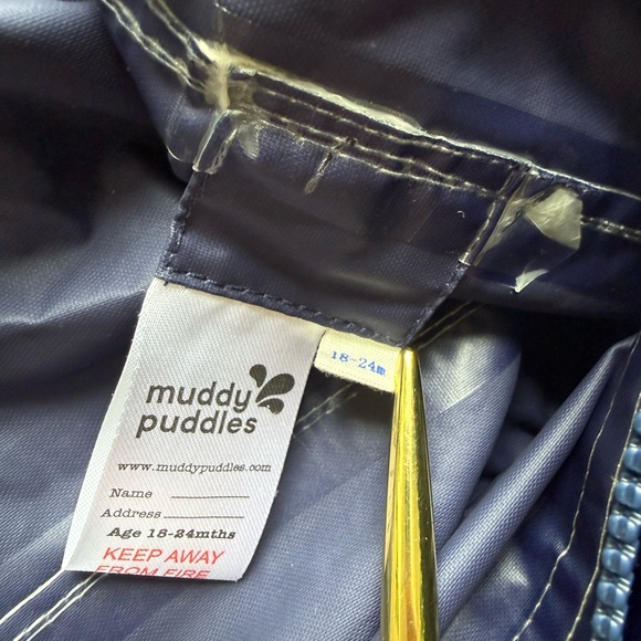 Muddy Puddles navy waterproof rain suit, sz 18-24 months - Picture 8 of 9